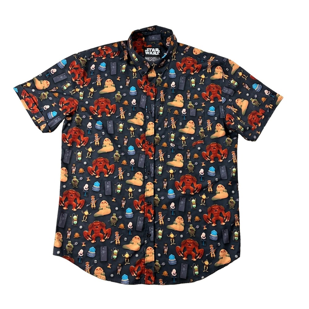 RSVLTS X Star Wars ROTJ Jabbas Palace Creatures Button-Down Shirt Mens XL